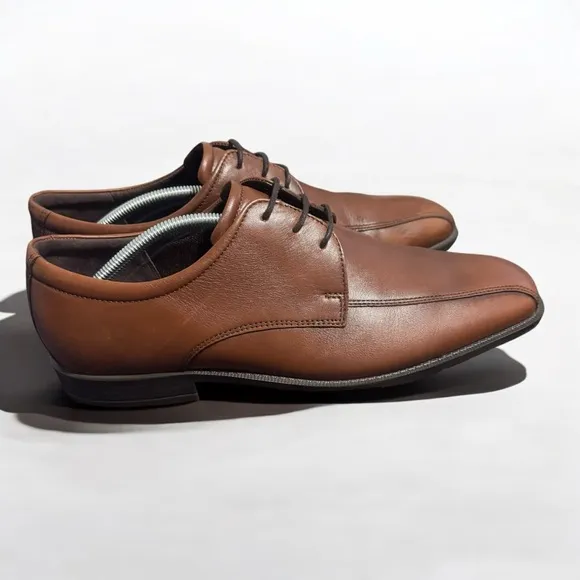 Ecco City tray Cognac Leather Sz 45 Derby Dress Shoe  Classic Comfort NEAR MINT