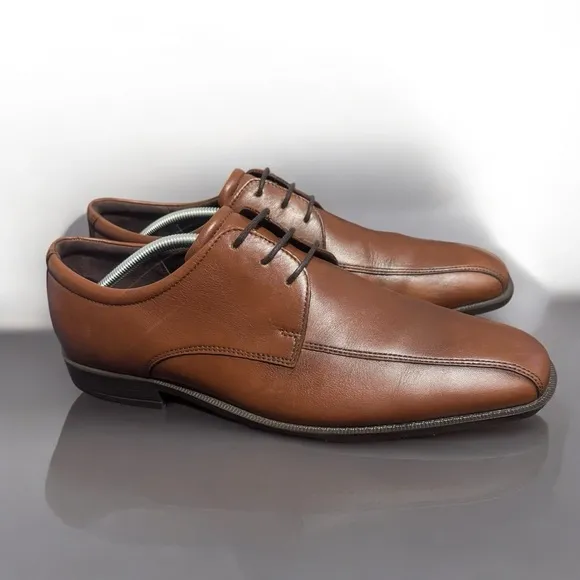 Ecco City tray Cognac Leather Sz 45 Derby Dress Shoe  Classic Comfort NEAR MINT