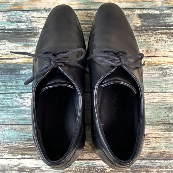 Ecco City Tray Oxford Dress Shoes Black Leather Lace Up Derby Formal Mens 9/9.5