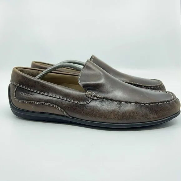 ECCO Classic Moc 2.0 Size EUR 46 US 12 Brown Leather Comfort Dress Shoes