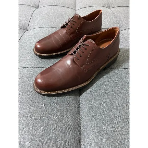 Ecco Dress Shoes Men EU 45 US 12 Brown Shock Point Classic