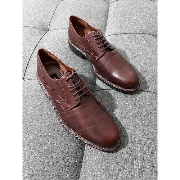 Ecco Dress Shoes Men EU 45 US 12 Brown Shock Point Classic