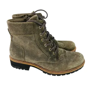 ECCO EU SZ 40 (9-9.5) Elaina Lace Up Boots Green Tarmac Suede