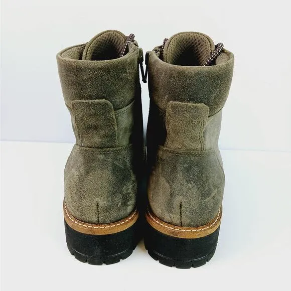 ECCO EU SZ 40 (9-9.5) Elaina Lace Up Boots Green Tarmac Suede