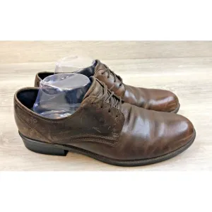 Ecco Harold Derby Tie 634584 Men's 45 Brown Leather Lace Up Oxford Dress Shoes