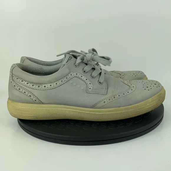 Ecco HydroMax Wingtip Oxford Gray Spikeless Golf Shoes EU 43 Men's Size 9