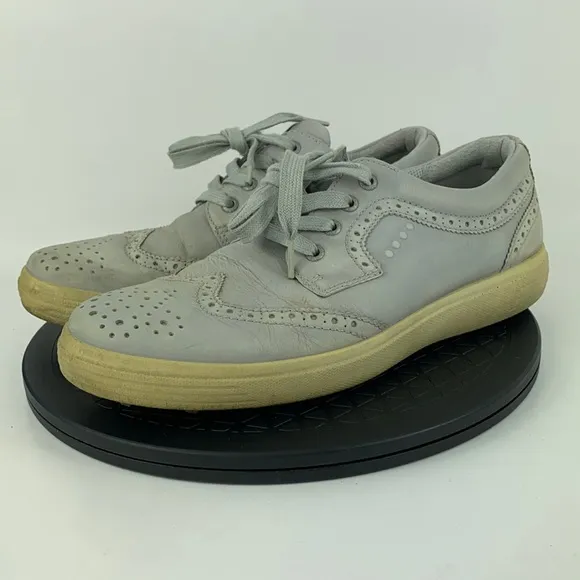 Ecco HydroMax Wingtip Oxford Gray Spikeless Golf Shoes EU 43 Men's Size 9