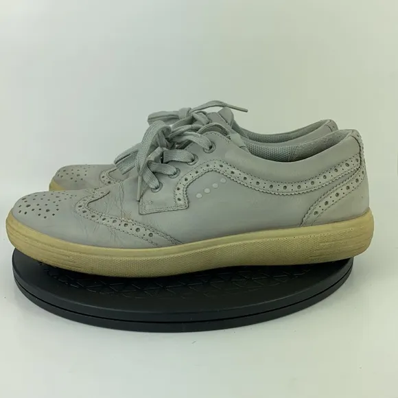 Ecco HydroMax Wingtip Oxford Gray Spikeless Golf Shoes EU 43 Men's Size 9