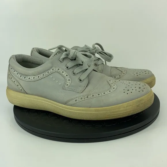 Ecco HydroMax Wingtip Oxford Gray Spikeless Golf Shoes EU 43 Men's Size 9