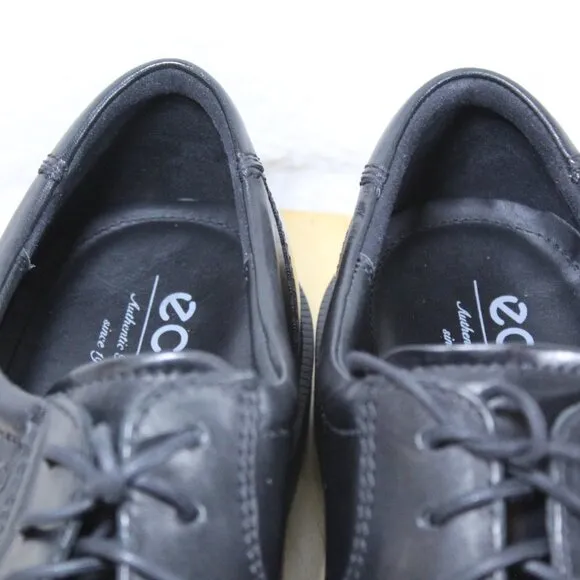 Ecco Leather Oxford Derby 44 Mens 10 Black Comfort Shoe Casual Office Lace Up