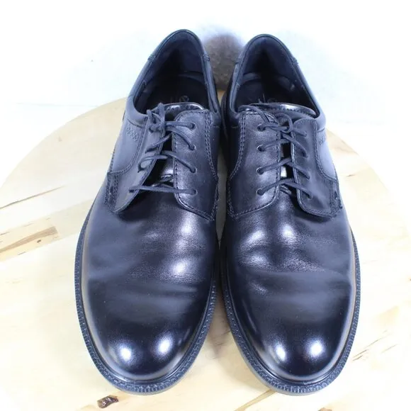 Ecco Leather Oxford Derby 44 Mens 10 Black Comfort Shoe Casual Office Lace Up