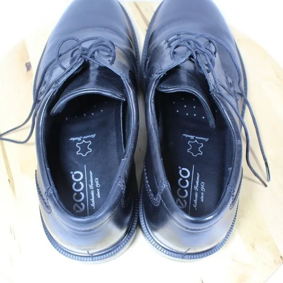 Ecco Leather Oxford Derby 44 Mens 10 Black Comfort Shoe Casual Office Lace Up