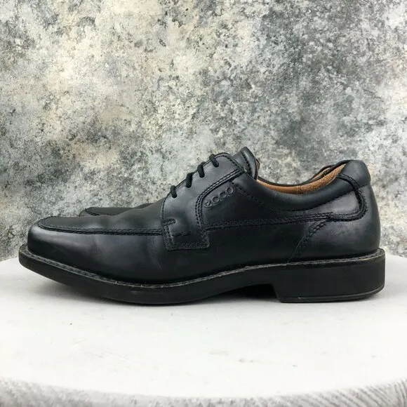 Ecco Men's Size 40 (6/6.5) Black Genuine Leather Arch Support Apron Derby Shoes
