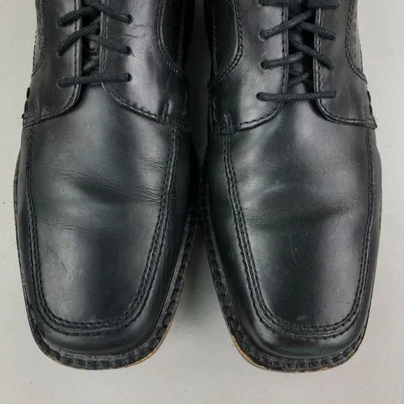 Ecco Men's Size 40 (6/6.5) Black Genuine Leather Arch Support Apron Derby Shoes