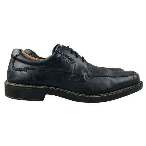 Ecco Men's Size 40 (6/6.5) Black Genuine Leather Arch Support Apron Derby Shoes