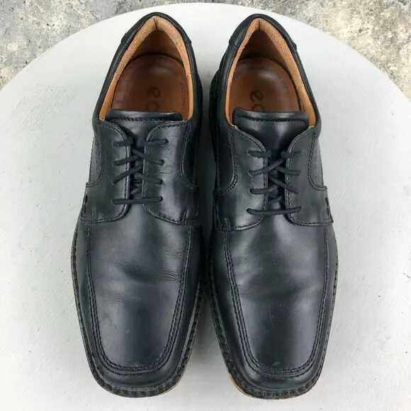 Ecco Men's Size 40 (6/6.5) Black Genuine Leather Arch Support Apron Derby Shoes