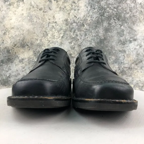 Ecco Men's Size 40 (6/6.5) Black Genuine Leather Arch Support Apron Derby Shoes