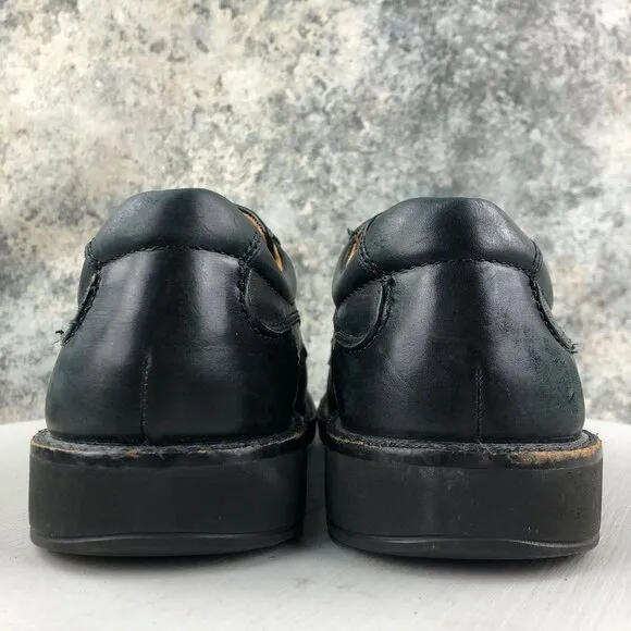 Ecco Men's Size 40 (6/6.5) Black Genuine Leather Arch Support Apron Derby Shoes