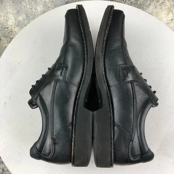 Ecco Men's Size 40 (6/6.5) Black Genuine Leather Arch Support Apron Derby Shoes