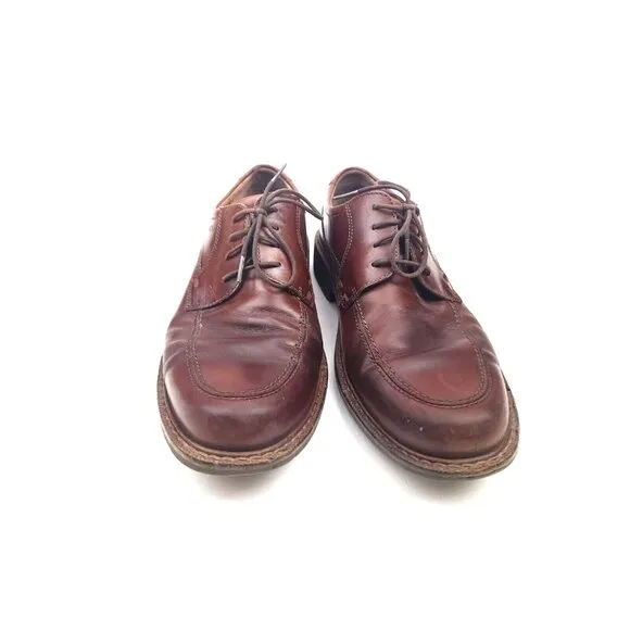 ECCO Mens Size 45 US 11 Seattle Brown Leather Square Toe Lace Up Oxford Shoes