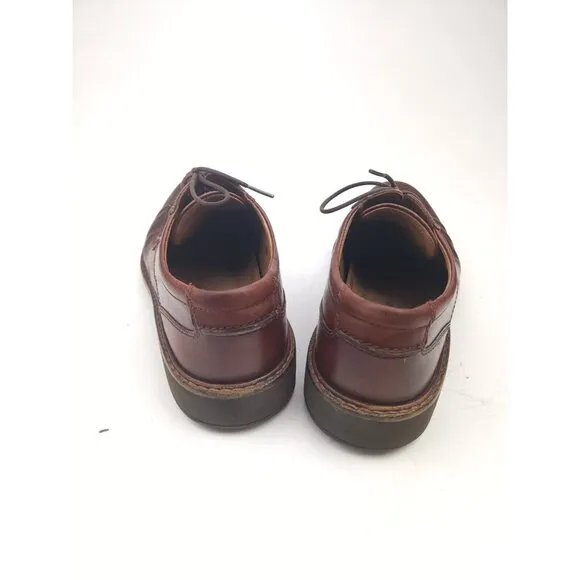 ECCO Mens Size 45 US 11 Seattle Brown Leather Square Toe Lace Up Oxford Shoes