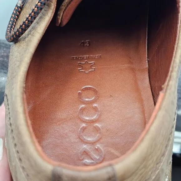 ECCO Men's Size 9 US Aurora Hybrid Tie Derby Oxfords Brown Leather Casual READ