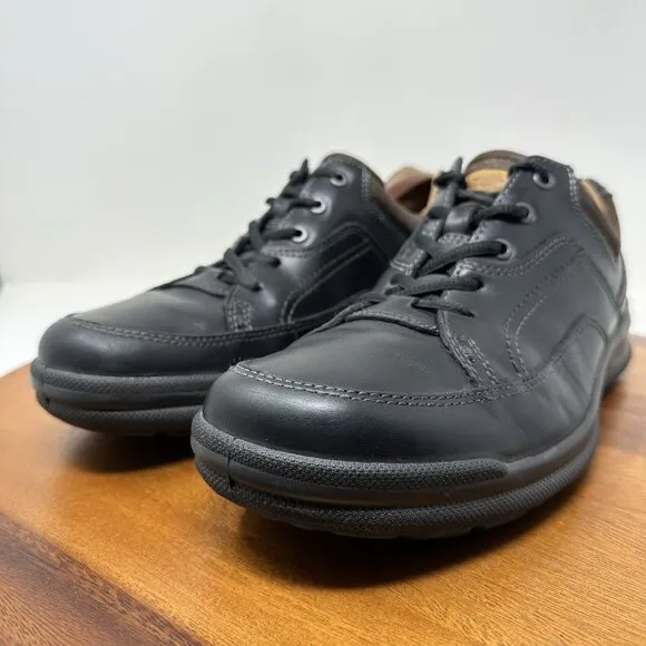Ecco Remote Sneaker Oxford Size 11-11.5 EU 45 Black Leather Lace Up Shoes