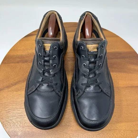 Ecco Remote Sneaker Oxford Size 11-11.5 EU 45 Black Leather Lace Up Shoes