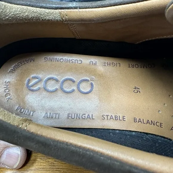 Ecco Remote Sneaker Oxford Size 11-11.5 EU 45 Black Leather Lace Up Shoes