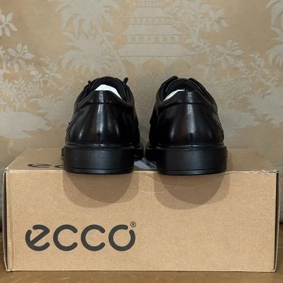 Ecco ST1 Hybrid Fluidform Black Cap Toe Leather Lace Up Oxford Derby Shoes 13.5