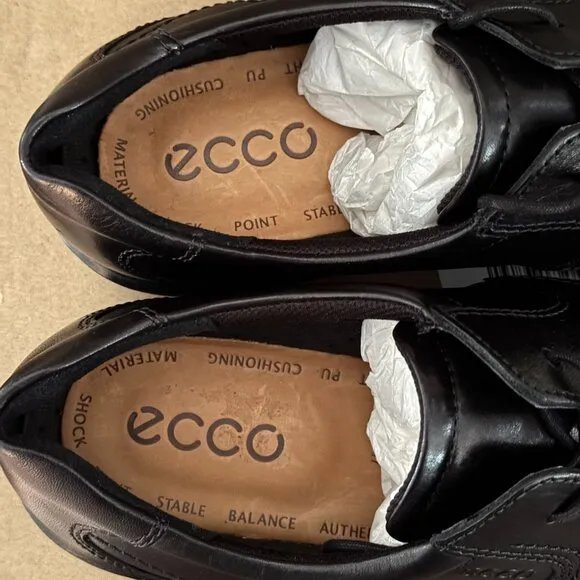 Ecco ST1 Hybrid Fluidform Black Cap Toe Leather Lace Up Oxford Derby Shoes 13.5