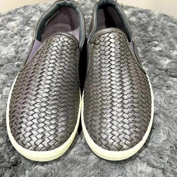 Ecco Women's Soft Woven Slip On Shoes Silver Metallic