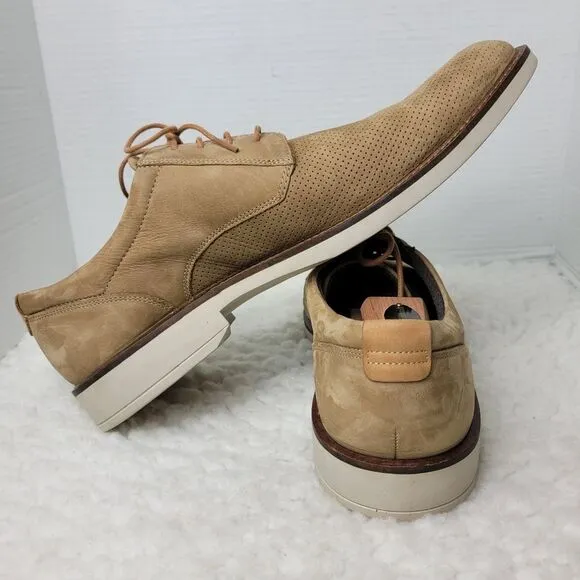 Ecco Danish Design Oxford Derby Mens Size 13 Perforated Tan Suede Leather