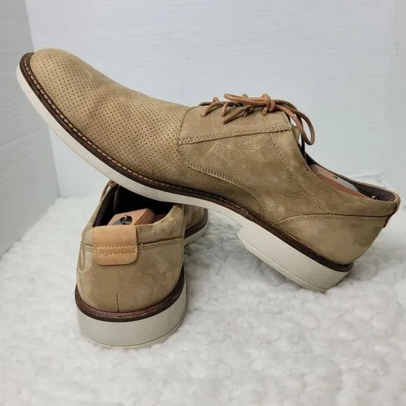 Ecco Danish Design Oxford Derby Mens Size 13 Perforated Tan Suede Leather