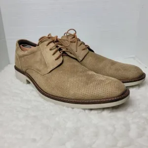 Ecco Danish Design Oxford Derby Mens Size 13 Perforated Tan Suede Leather