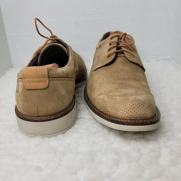 Ecco Danish Design Oxford Derby Mens Size 13 Perforated Tan Suede Leather
