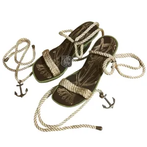 Ed Hardy By Christian Audgier Rope Lace Up Anchor Tattoo Art Wedges Sz 7 Y2K 90s