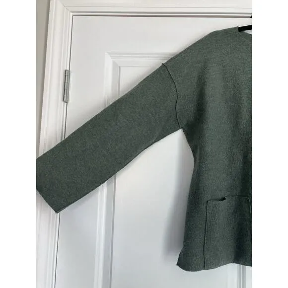 Eileen Fisher Lightweight Boiled Wool Bateau Neck Top in Regenerative Wool Sz XS