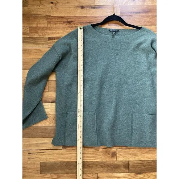 Eileen Fisher Lightweight Boiled Wool Bateau Neck Top in Regenerative Wool Sz XS