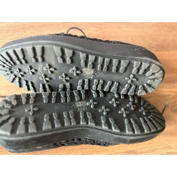 Eileen Fisher Oath Woven Nubuck Leather Platform Oxford Lace Up  Black Size 9