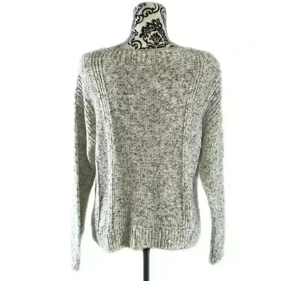 Eileen Fisher Peppered Classic Cotton Blend  Cable Knit Boat-Neck Sweater, XS