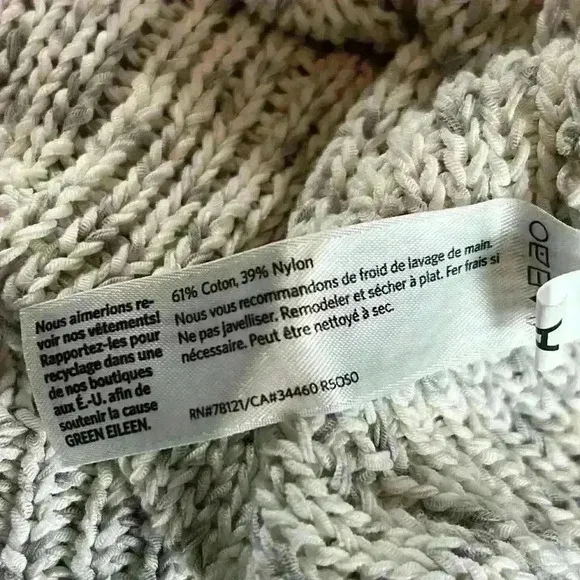 Eileen Fisher Peppered Classic Cotton Blend  Cable Knit Boat-Neck Sweater, XS