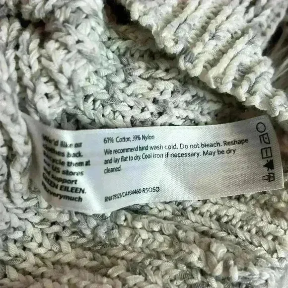 Eileen Fisher Peppered Classic Cotton Blend  Cable Knit Boat-Neck Sweater, XS
