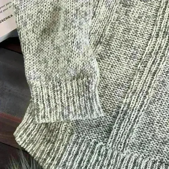 Eileen Fisher Peppered Classic Cotton Blend  Cable Knit Boat-Neck Sweater, XS