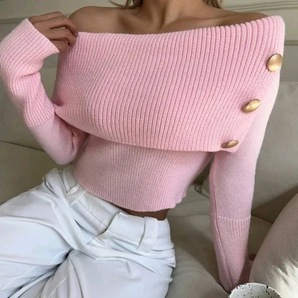 Elegant Boat Neck Pullover Sexy Leopard Decor Warm Sweater