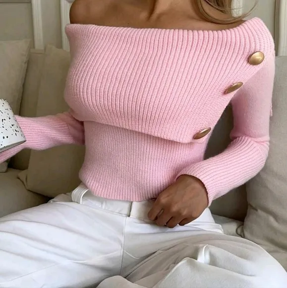 Elegant Boat Neck Pullover Sexy Leopard Decor Warm Sweater