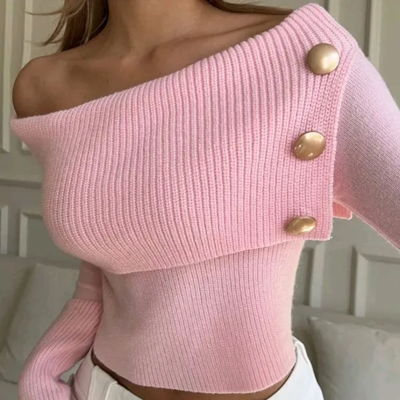 Elegant Boat Neck Pullover Sexy Leopard Decor Warm Sweater