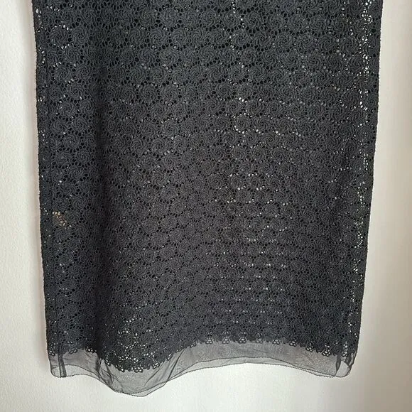 Elie Tahari Women Crochet Sheer lace short sleeve silk black dress cover up 4!