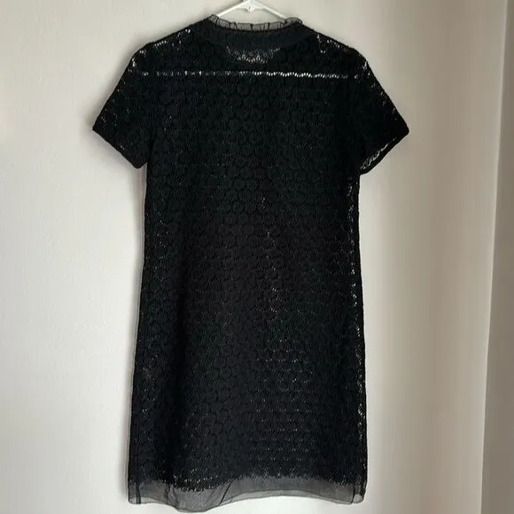 Elie Tahari Women Crochet Sheer lace short sleeve silk black dress cover up 4!