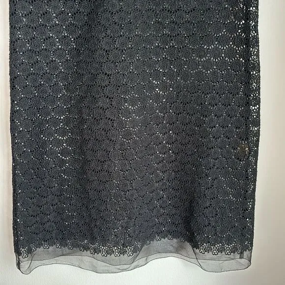 Elie Tahari Women Crochet Sheer lace short sleeve silk black dress cover up 4!